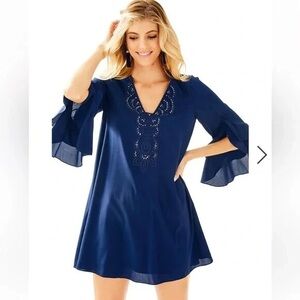 Lilly Pulitzer Women’s Tatiana Tunic Mini Dress Size L Silk Embellished Black